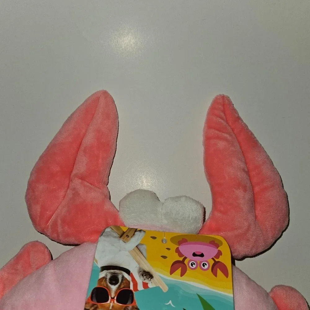 NEW Pawfam Pink Crab Plush Pet Dog Toy Squeaker 10